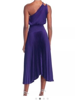 A.L.C. One-Shoulder Pleated Midi Dress in Purple
